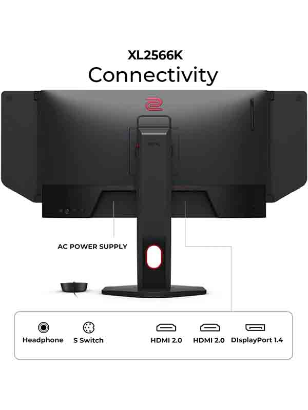 BenQ Zowie XL2566K 24.5inch Fast TN in 360Hz Gaming Monitor For Esports, 360Hz Refresh Rate, Motion Clarity DyAc⁺, 1080p, XL Setting to Share, Custom Quick Menu, S Switch, Shield, Smaller Base, Adjustable Height & Tilt, Black with Warranty | XL2566K