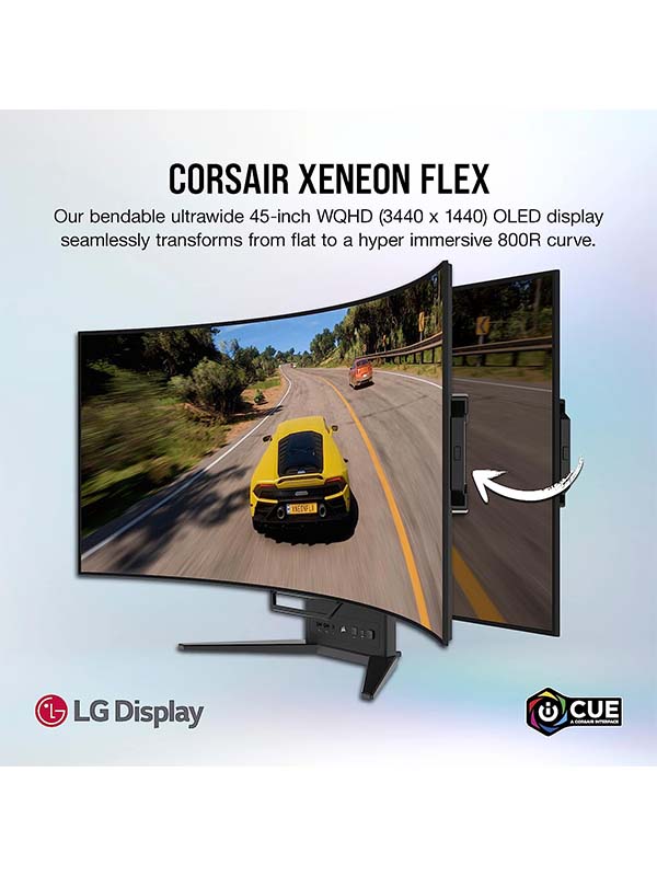 Corsair Xeneon Flex 45WQHD240, 45inch OLED Gaming Monitor, WQHD (3440 X1440), 240Hz Refresh Rate, Bendable Display, 0.03ms Resp Time, AMD FreeSync Premium & NVIDIA G-Sync, HDR, 2x HDMI/1x DP 4xUSB Type-C, Black with Warranty | CM-9030001-NA
