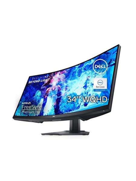 Dell S3422DWG 34inch Curved Monitor, WQHD (3440 x 1440), 144Hz Refresh Rate, Anti Glare Screen, Height Adjustment, Black with 3 Years Warranty | S3422DWG