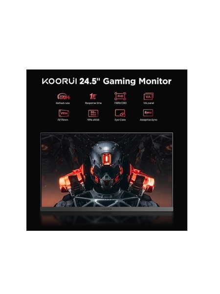 Koorui 25E3A, Koorui Gaming Monitor, 24.5inch FHD Gaming Monitor, FHD VA Monitor, 1920 x 1080 Resolution, 170Hz Refresh Rate, 1ms Response Time, sRGB 99%, VESA, Tilt Adjustable, Eye Care, Black with Warranty | 25E3A