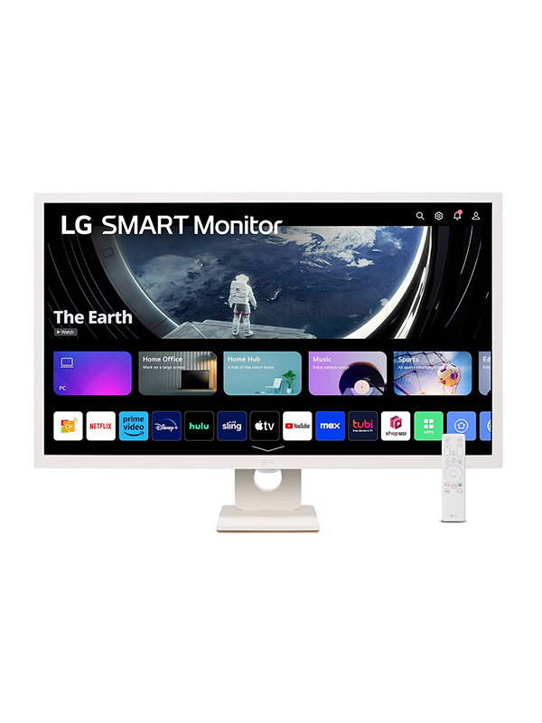 LG 32SR50F, LG Smart Monitor, 31.5 inch Full HD IPS Monitor, 1920x1080 Resolution, webOS, Built in Speakers, WIFI & Bluetooth Connectivity, sRGB 99%, WebOS Smart TV Apps with Remote Control, USB / HDMI, White with Warranty | 32SR50F-W