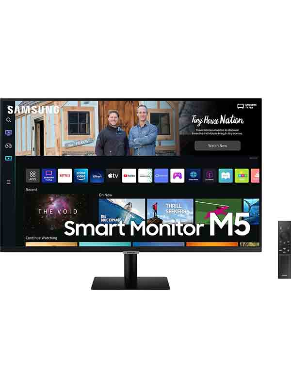 Samsung LS32BM500EMXUE M5 32inch Flat Monitor with Smart TV Experience, 1920x1080 Resolution, Max 60Hz Refresh Rate, 4ms Response Time, 16:9 Aspect Ratio, HDR10, IoT Hub, HDMI, Black | Samsung M5 LS32BM500EMXUE