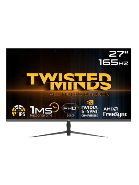 Twisted Minds 27'' Flat FHD Gaming Monitor, Twisted Minds Monitors, FHD VA Monitor, 1920 x 1080 Resolution, 165Hz Refresh Rate, 1ms Response Time, 16:9 Aspect Ratio, HDMI 2.0 Gaming Monitor, Black with Warranty | TM27DFI