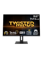 Twisted Minds 32'' UHD 4K IPS Panel Gaming Monitor, Twisted Minds 4K Monitors, 4K UHD Monitor, 3840 x 2160 Resolution, 144Hz Refresh Rate, 1ms Response Time, 16:9 Aspect Ratio, DCI-P3 90%, HDMI 2.1, LED, Black with Warranty | TM32DUI
