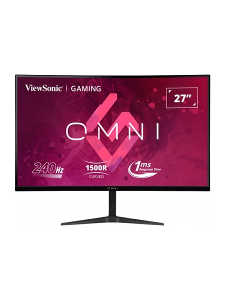 Viewsonic VX2719-PC-MHD, Viewsonic Gaming Monitor, 27” 240Hz Curved Gaming Monitor, FHD VA Curved Monitor, 1920 x 1080 Resolution, 240Hz Refresh Rate, 1ms (MPRT) Response Time, 1500R Curved Screen, HDR10, Black with Warranty | VX2719-PC-MHD
