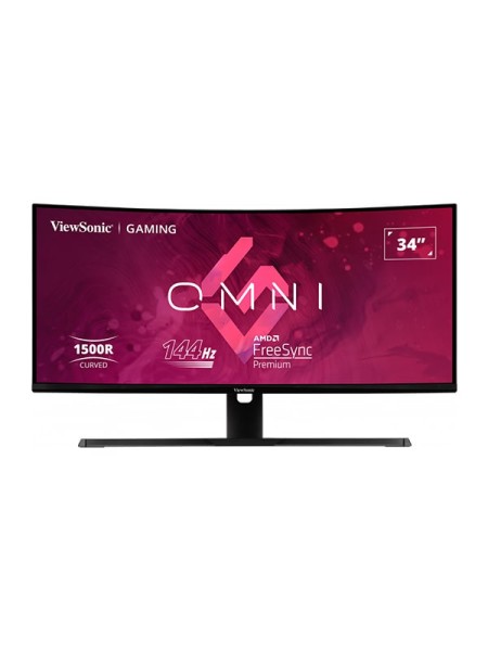 Viewsonic VX3418-2KPC, Viewsonic Gaming Monitor, 34” 144Hz Ultrawide Curved Gaming Monitor, QHD Monitor, 3440 x 1440 Resolution, 144Hz Refresh Rate, 1ms (MPRT) Response Time, 1500R Curved Screen, Adjustable Stand, HDR10, Black with Warranty | VX3418-2KPC