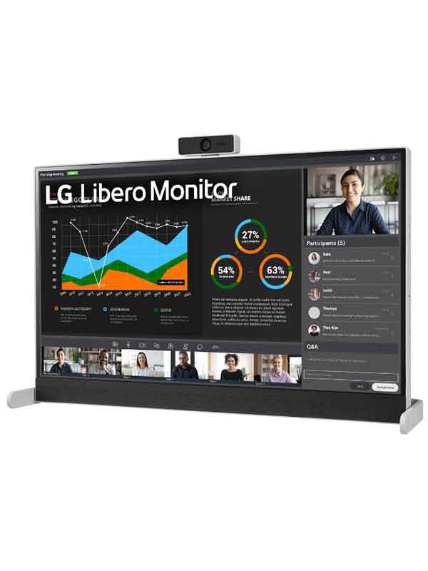 LG 27BQ70QC-S 27 inch QHD Libero 2-Way Stand Monitor, Detachable FHD Webcam, IPS Matte, HDR/sRGB, 99%/USB Type-C HDMI/FreeSync/Webcam, Speaker, Microphone, Black with Warranty | LG 27BQ70QC Libero