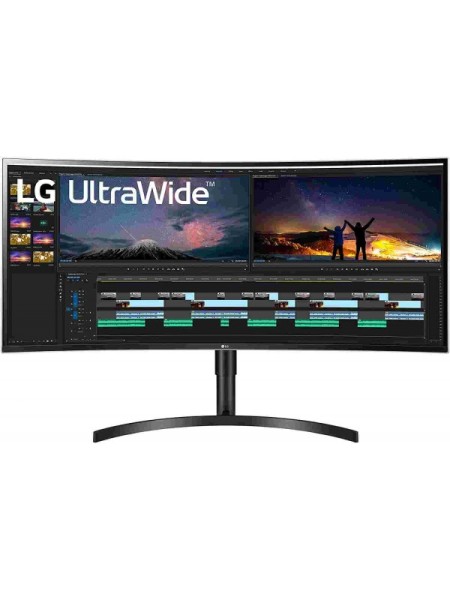 LG 38'' UltraWide™ QHD+ (3840 x 1600) Curved HDR IPS Monitor, HDR 10, Speakers, Height Adjustable, 2xHDMI, DP, Black with Warranty | 38WN75C-B