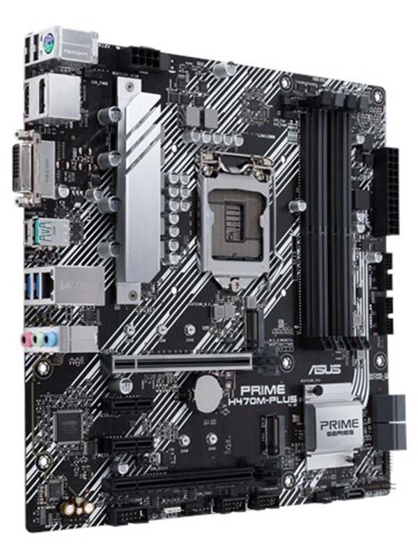 INTEL® H470 (LGA 1200) micro ATX motherboard with dual M.2,HDMI, DisplayPort, DVI, SATA 6 Gbps, Intel® 1 Gb Ethernet, USB 3.2 Gen 2 Type-A® and Type-C® | PRIME H470M-PLUS