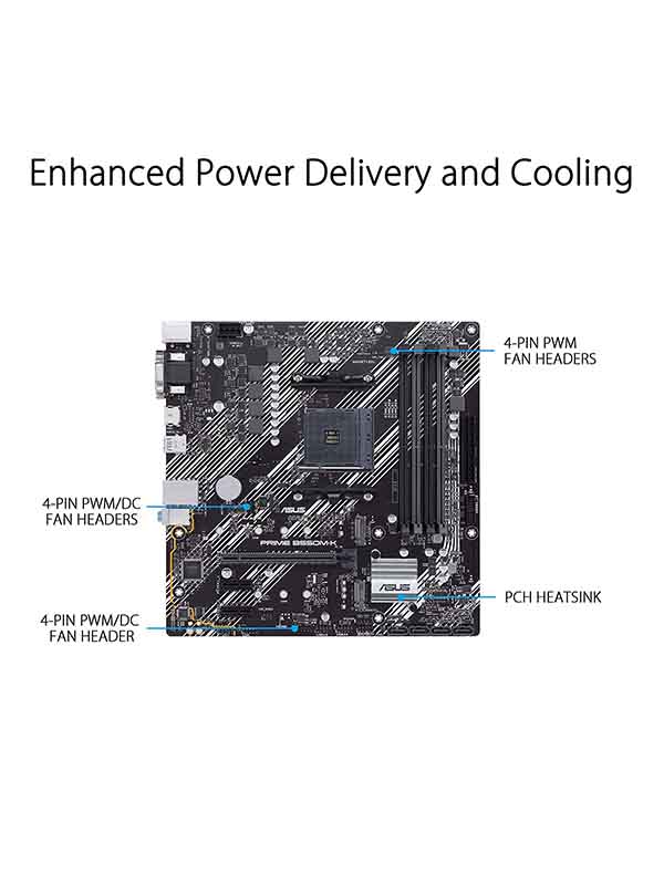 Asus Prime B550M-K Motherboard, AMD B550 Micro ATX motherboard with dual M.2, PCIe 4.0, 1 Gb Ethernet, HDMI/D-Sub/DVI, SATA 6 Gbps, USB 3.2 Gen 2 Type-A  with Warranty 