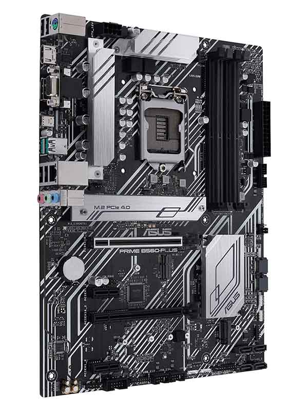 Asus Prime B560-Plus Gaming Motherboard- Chipset Intel B560, Max. Memory 128GB DDR4, LGA 1200, 4×288pin, PCI Express 4.0, 1 x DP Port 1 x HDMI Port 1 x D-Sub Port, SATA 6Gb/s ATX Intel Motherboard