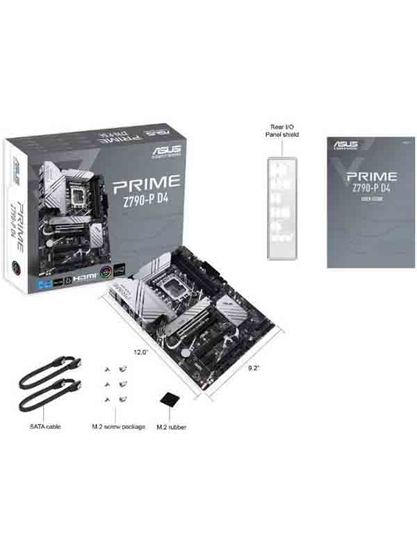 Asus Prime Z790-P D4 ATX Motherboard, Socket Intel LGA1700, Z790 Chipset, PCIe 5.0, 128GB DDR4 Max Memory, 3x M.2 Slots, Realtek 2.5Gb Ethernet, Aura Sync, 14+1 DrMOS, USB 3.2 | Asus Motherboard 90MB1CV0-M0EAY0