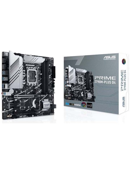 Asus Prime Z790M-PLUS D4 ATX Motherboard, Socket Intel LGA1700, Z790 Chipset, PCIe 5.0, 128GB DDR4 Max Memory, 3x M.2 Slots, Intel 1Gb Ethernet, Thunderbolt USB4 Support, Aura Sync | Asus Motherboard 90MB1D20-M0EAY0