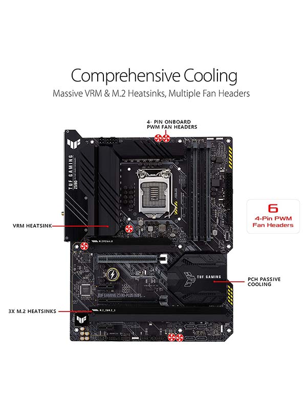 Asus TUF Gaming Z590 Plus WIFI Intel LGA 1200, Max.128GB, DDR4, PCIe 4.0, ATX Gaming Motherboard 