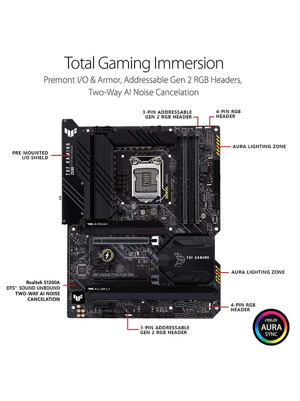 Asus TUF Gaming Z590 Plus WIFI Intel LGA 1200, Max.128GB, DDR4, PCIe 4.0, ATX Gaming Motherboard 