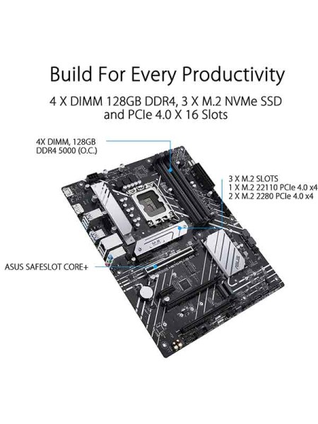 ASUS Prime H670-PLUS D4 LGA 1700(Intel 12th Gen) ATX Motherboard (PCIe 4.0, DDR4,3xM.2 Slots, 2.5Gb LAN, DP,HDMI, Aura Sync)