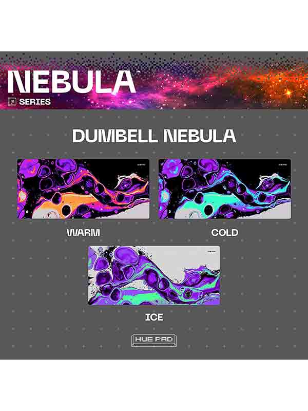 HUEPAD NEBULA SERIES, Premium Mousepads, HYDRAGLIDE Fabric Gaming Mouse pad, XL Desk Pad with Carry Case Tube (XL: 90x40cm, DUMBELL NEBULA, ICE), HP9040-NB-DN-I