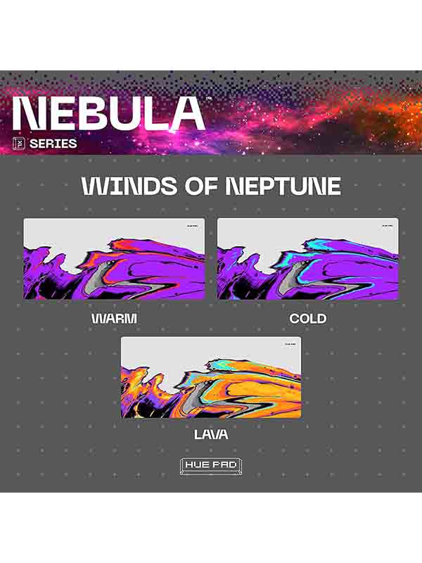 Huepad Nebula Series, Premium Mousepads, HYDRAGLIDE Fabric Gaming Mouse pad, XL Desk Pad with Carry Case Tube (XL: 90x40cm, WINDS OF NEPTUNE, LAVA), HP9040-NB-WON-L