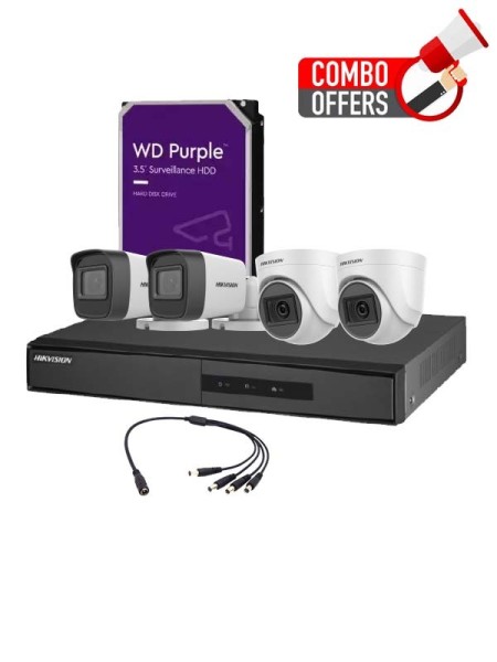 Hikvision Wired CCTV Analog Camera Kit, Combo Deal