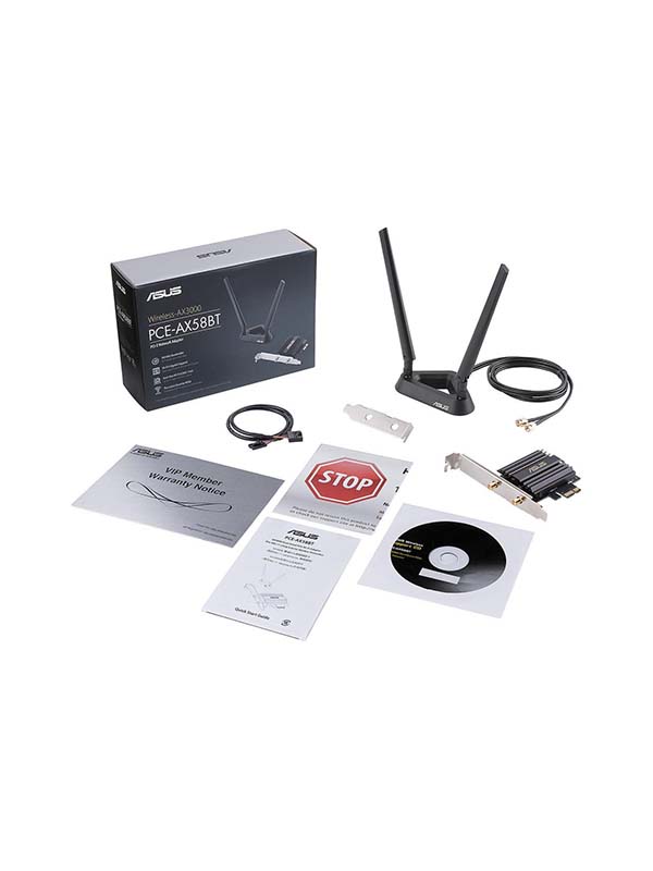 ASUS AX3000 (PCE-AX58BT) Dual Band PCI-E WiFi 6 (802.11ax) Adapter with 2 external antennas | PCE-AX58BT