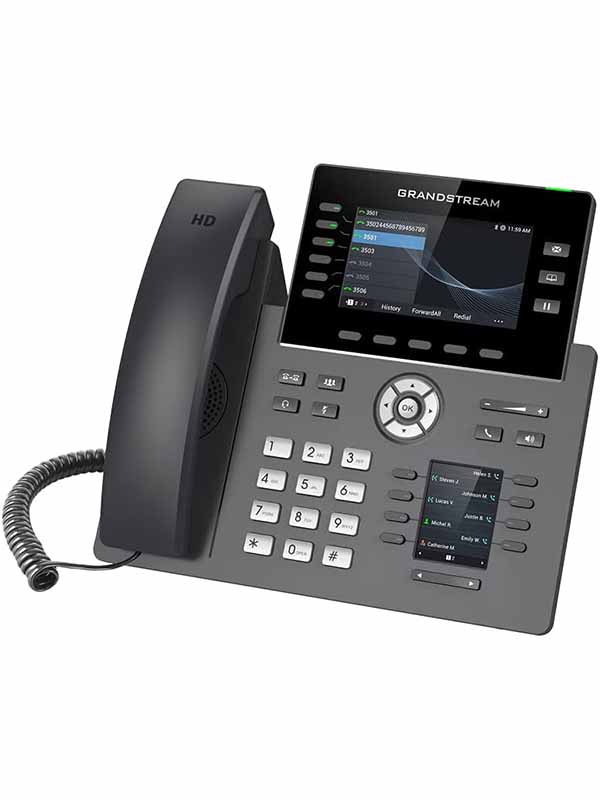 Grandstream GRP2616 6-line Carrier-Grade IP Phone, HD Audio, Dual LCD Screens, Digital BLF Keys,  Gigabit Ethernet ports with integrated PoE, Black with Warranty | GRP2616  IP Phone