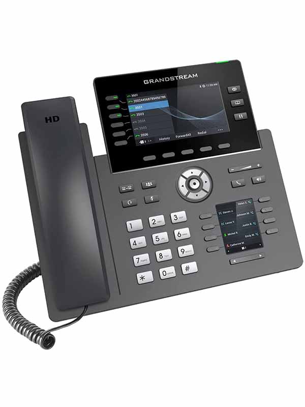 Grandstream GRP2616 6-line Carrier-Grade IP Phone, HD Audio, Dual LCD Screens, Digital BLF Keys,  Gigabit Ethernet ports with integrated PoE, Black with Warranty | GRP2616  IP Phone