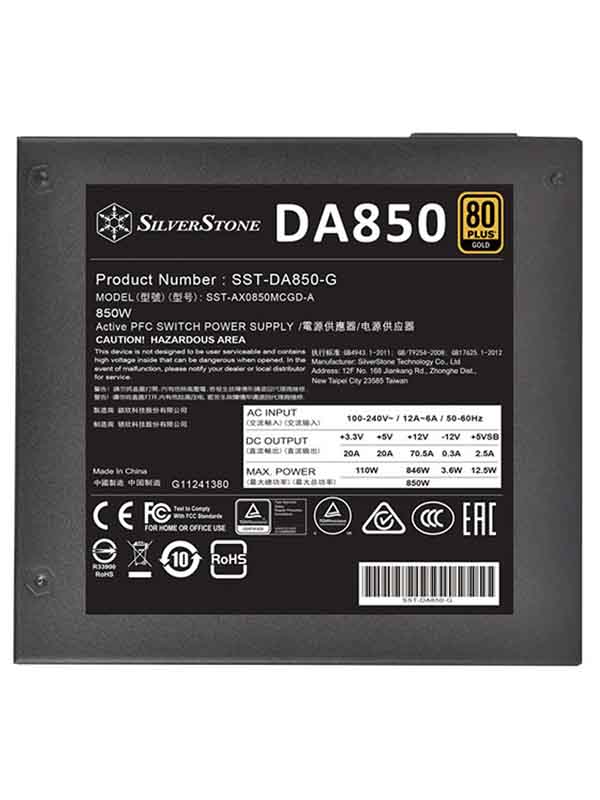SilverStone DA850 ATX 850W 80 Plus Gold Power Supply, SST-DA850-G
