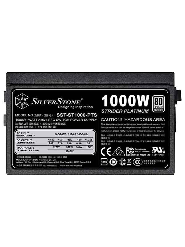 SilverStone ST1000-PTS 1000 Watt Fully Modular 80 Plus Platinum Power Supply - SST-ST1000-PTS