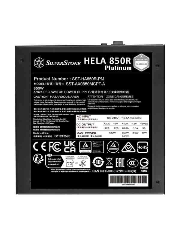SilverStone HELA 850R Platinum Cybenetics Platinum 850W PCIe 5.0 fully modular ATX Power Supply | SST-HA850R-PM with Warranty