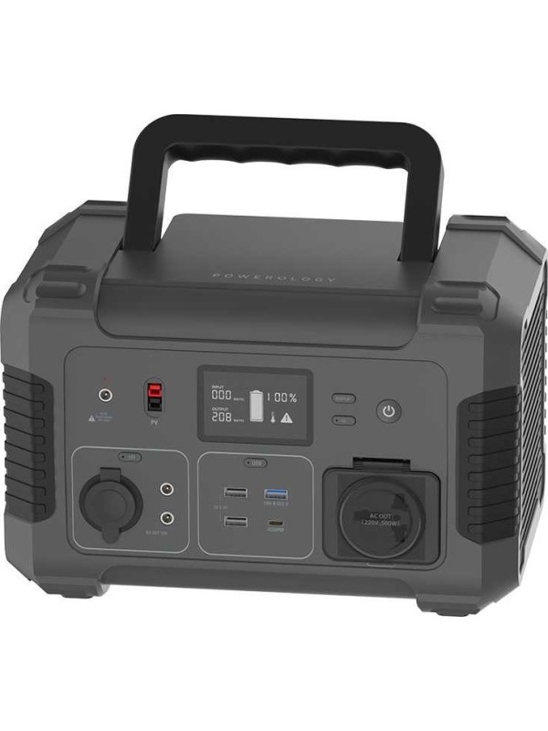 Powerology PGN500PDBK 140400mAh Power Generator 500W Pure Sine-Wave Output Max Surge, QC 18W, PD 45W | PGN500PDBK