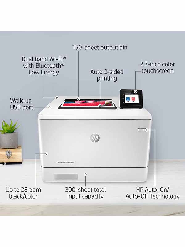 HP Color LaserJet Pro M454DW Wireless Laser Printer Support with Double-Sided & Mobile Printing | W1Y45A with Warranty