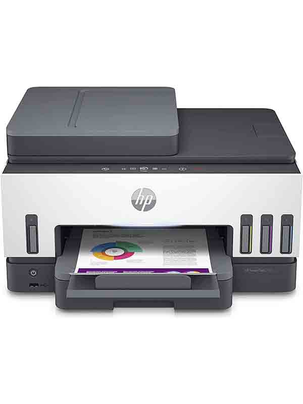 HP Smart Tank 790 All In One Printer, Auto Duplex Printing, Magic Touch Panel, 23ppm Print Speed, USB / WiFi / Bluetooth / LAN/Mobile Printing, 100 Sheets Output Capacity, White-Gray with Warranty | 4WF66A