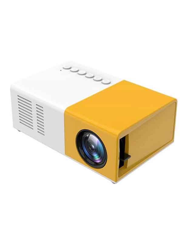 LED Full HD Mini Portable Projector, Yellow & White 