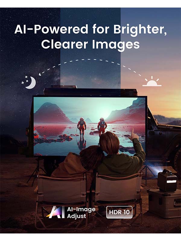 Nebula Mars 3 Projector, Outdoor Portable Projector, 1000 ANSI Lumens, 1080p, 40W Speaker, Up to 5 Hours, Autofocus, Keystone Correction, 200 Inches image, support 4K Projector with WiFi and Bluetooth & Warranty