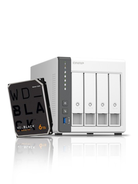 Combo Offer QNAP TS-433-4G 4 Bay NAS Storage, 4GB + 6TB WD BLACK SATA HDD  | TS-433-4G WD6003FZBX 