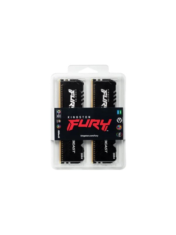Kingston Fury Beast RGB RAM, 64GB (32GB x2) 3600MT/s DDR4 Non ECC DIMM | KF436C18BBAK2/64
