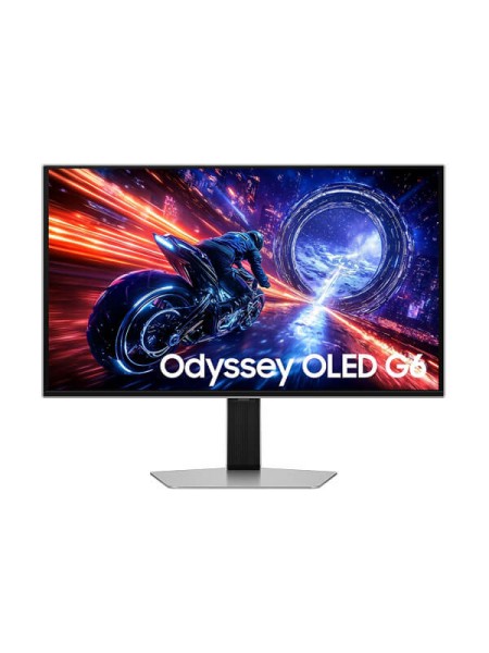 Samsung Odyssey OLED G6 G60SF LS27FG602SMXUE 27-inch QHD QD-OLED Gaming Monitor, 500Hz, 0.03ms GTG, G-SYNC Compatible, FreeSync Premium Pro, HDR True Black 500, HDMI 2.1, Pivot, Silver, 3-Year Warranty | LS27FG602SMXUE