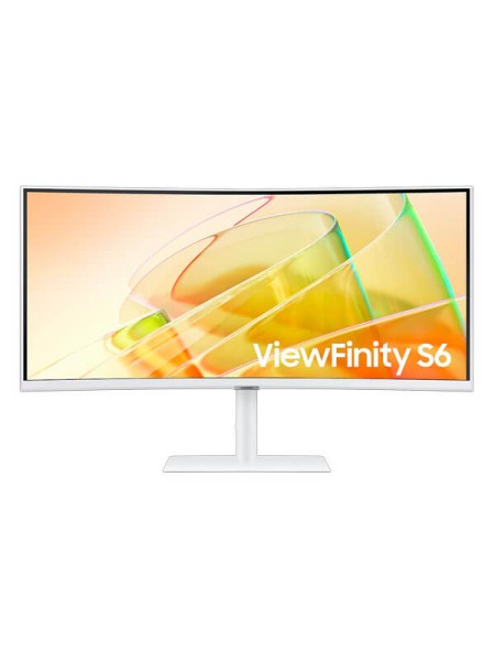 Samsung ViewFinity S6 S65TC LS34C650TAMXUE, 34-inch UWQHD 1000R Curved Monitor, VA, 100Hz, HDR10, Thunderbolt 4 90W, KVM, Ethernet, Built-in Speakers, Warm White, 3-Year Warranty | LS34C650TAMXUE
