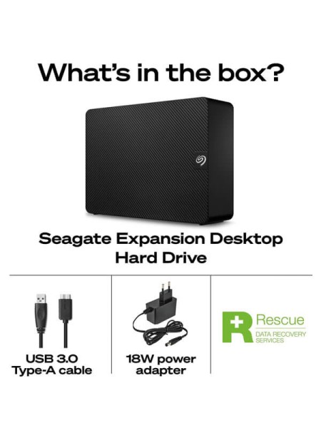 Seagate Expansion Desktop 10TB External Hard Drive, USB 3.0, 3.5-inch Desktop HDD, Black, Rescue Data Recovery Services | STKP10000400