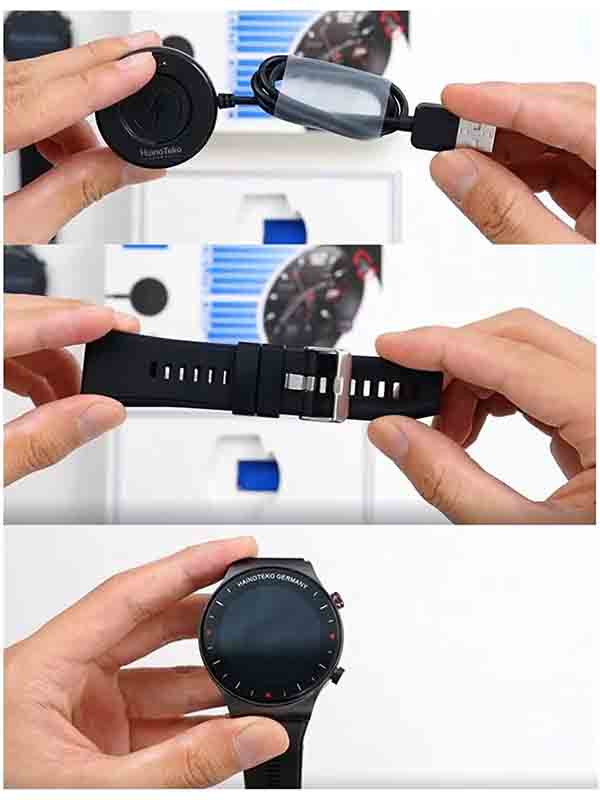 Haino Teko Germany C5 Round Shape Porsche Design Wireless Charging  Smart Watch, Black