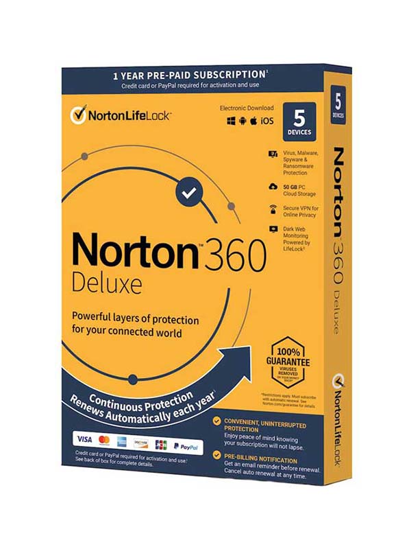 NORTON™ 360 Deluxe, 5 Devices | 50GB