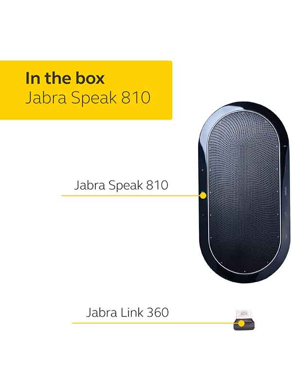 JABRA Speak 810 Conference Speakerphone, MS-Optimized – Portable Speaker with Bluetooth, USB, or 3.5mm Jack Connection