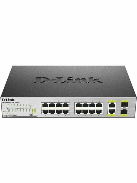 D-Link DES-1018P 16-Port Unmanaged Desktop PoE Net