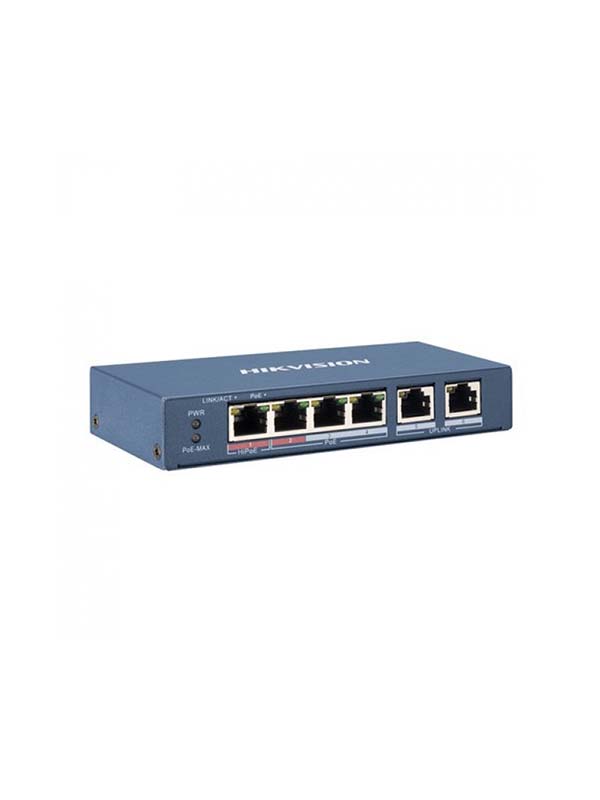 Hikvision DS-3E0106P-E/M 4 Port Fast Ethernet Unmanaged POE Switch | DS-3E0106P-E/M