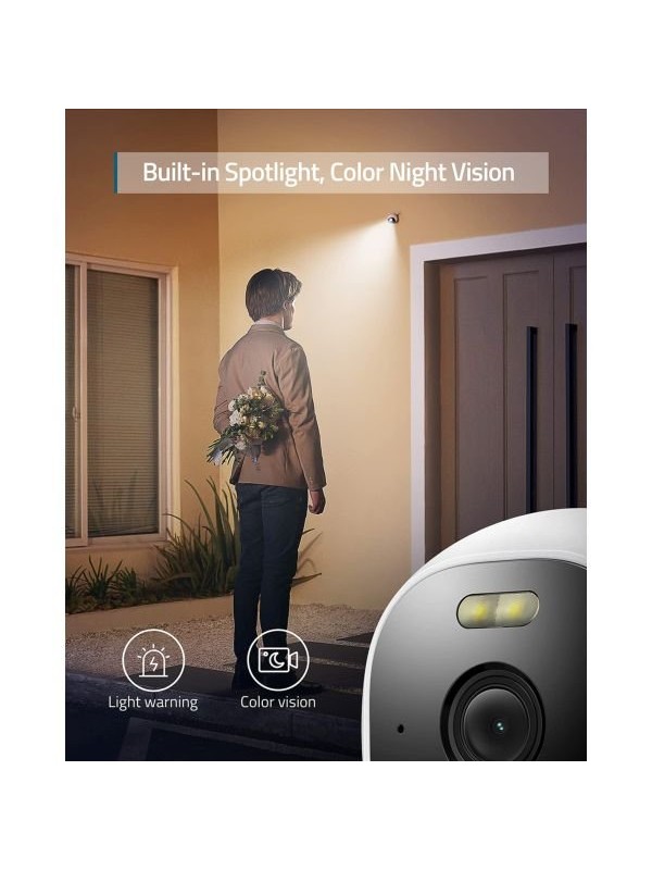 eufy Security T8441221 Solo OutdoorCam 2K Resolution, Spotlight, Color Night Vision, Wired Camera, Security Camera Outdoor, IP67 Weatherproof | eufy T8441221