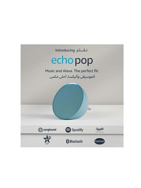 Amazon Echo Pop Full sound compact Wi-Fi Bluetooth Smart Speaker, Midnight Teal