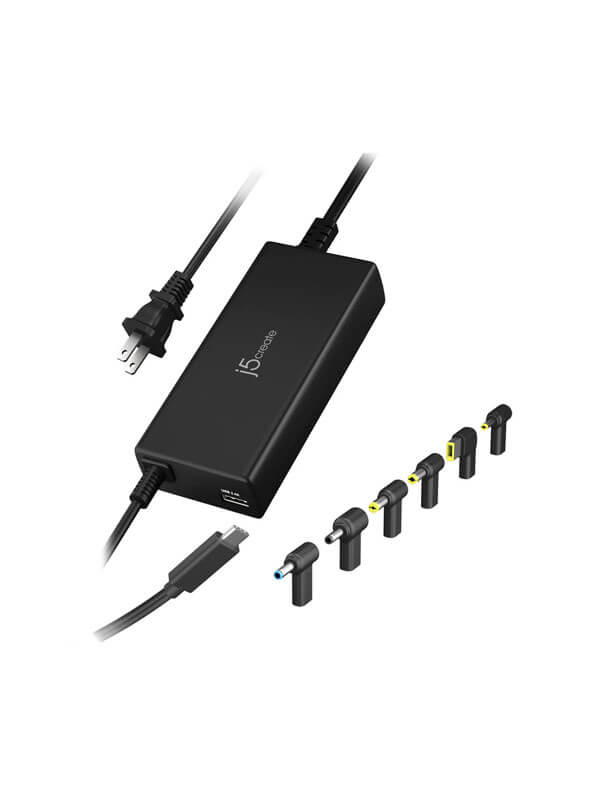 j5create JUP2290DC, 100W PD 3.0 USB-C Super Charger, USB-A 12W Fast Charging, 6 USB-C-to-DC Laptop Connectors, Auto-Balanced Dual-Device Charging, Black, 2-Year Warranty | JUP2290DC j5create JUP2290DC, 100W PD 3.0 USB-C Super Charger, USB-A 12W Fast Charging, 6 USB-C-to-DC Laptop Connectors, Auto-Balanced Dual-Device Charging, Black, 2-Year Warranty | JUP2290DC