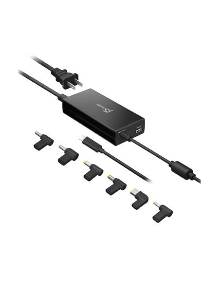 j5create JUP2290DC, 100W PD 3.0 USB-C Super Charger, USB-A 12W Fast Charging, 6 USB-C-to-DC Laptop Connectors, Auto-Balanced Dual-Device Charging, Black, 2-Year Warranty | JUP2290DC