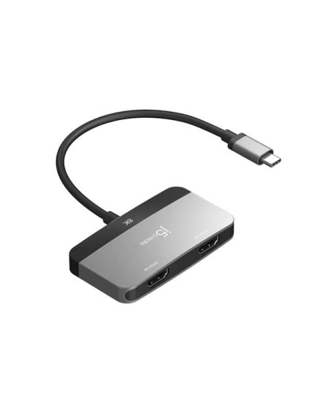 j5create JCA465, 8K USB-C to Dual HDMI 2.1 Display Adapter, Single 8K 60Hz, 4K 144Hz, Dual 4K 60Hz, DisplayPort 1.4 Alt Mode with DSC, MST, USB4 and Thunderbolt 4 Compatible, Space Gray/Black, 2-Year Warranty | JCA465