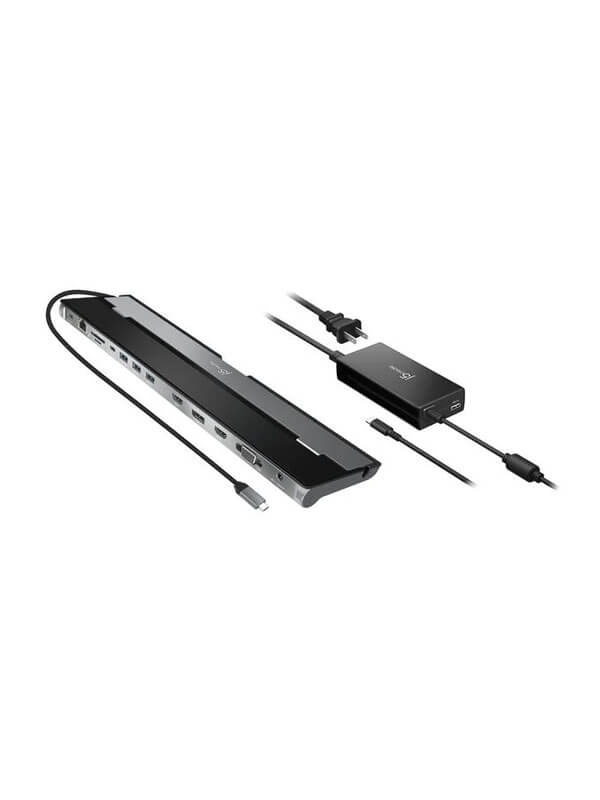 j5create JCD543P, 13-in-1 USB-C Triple Display Docking Station with 100W PD Adapter, Dual 4K 30Hz and Full HD 1080p, 5Gbps USB, Gigabit Ethernet, SD and microSD, Dual HDMI, DisplayPort, VGA, Audio, Silver and Black, 2-Year Warranty | JCD543P j5create JCD543P, 13-in-1 USB-C Triple Display Docking Station with 100W PD Adapter, Dual 4K 30Hz and Full HD 1080p, 5Gbps USB, Gigabit Ethernet, SD and microSD, Dual HDMI, DisplayPort, VGA, Audio, Silver and Black, 2-Year Warranty | JCD543P